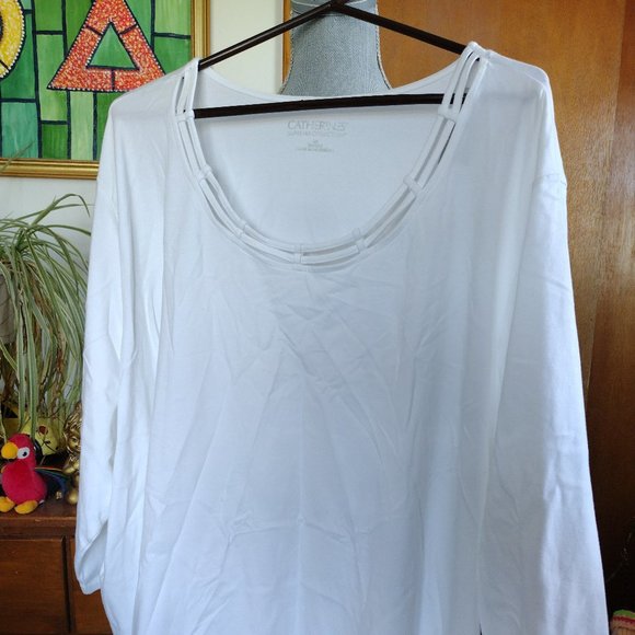 Catherines Tops - Catherines Suprema Collection Women's Top Round Neck White NWT Sz 5x